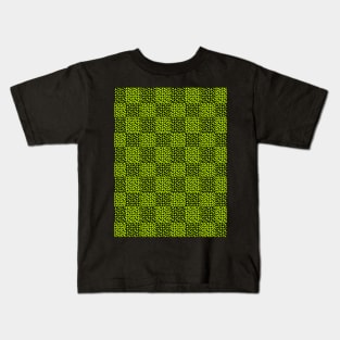 Checkerboard hearts pattern in Lime Green Kids T-Shirt